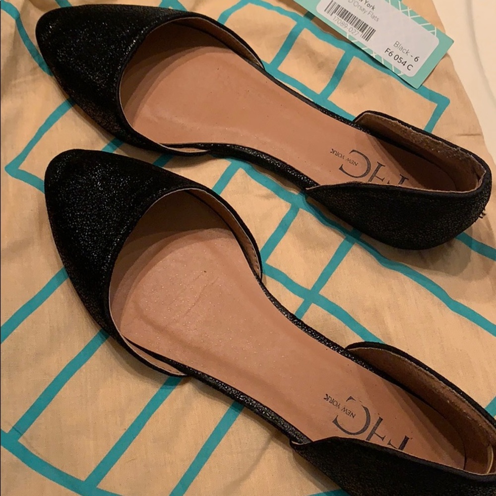 Shimmery black flats